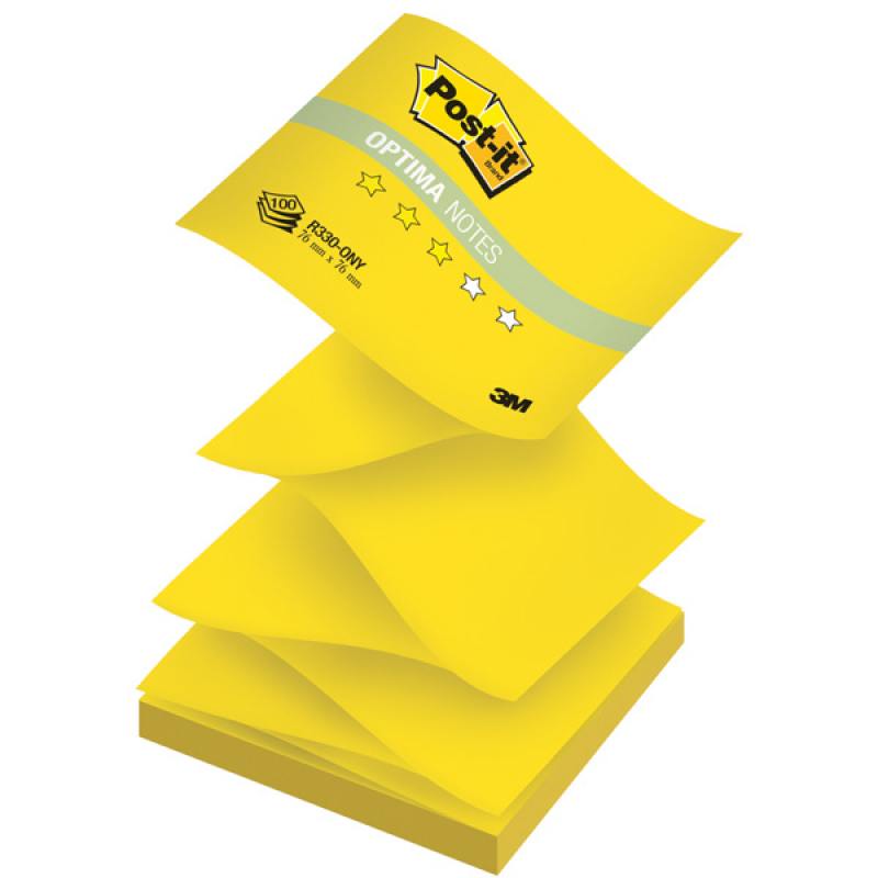 

Бумага для заметок с липким слоем POST-IT OPTIMA -Лето, 76х76 мм,желтый неон, Z-слож., 100 л. R330-O