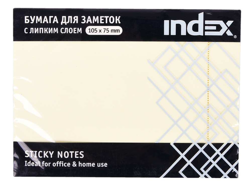 

Бумага с липким слоем Index 100 листов 105х75 мм желтый I434801