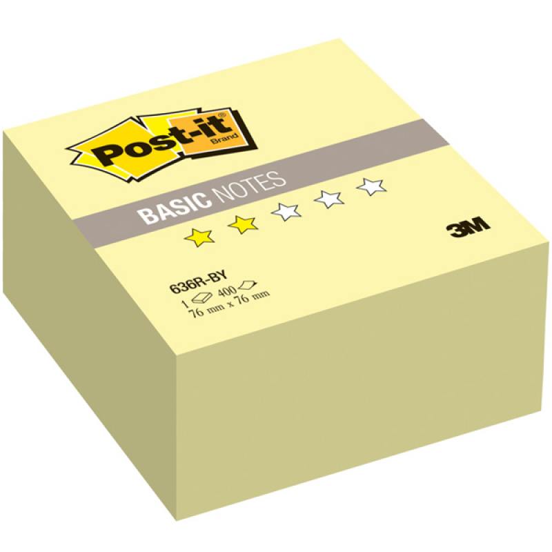 

Бумага для заметок с липким слоем POST-IT BASIC, 76х76 мм, желтый, 400 л.