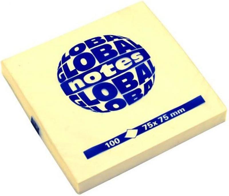 

Бумага с липким слоем Global 100 листов 75х75 мм желтый 365401