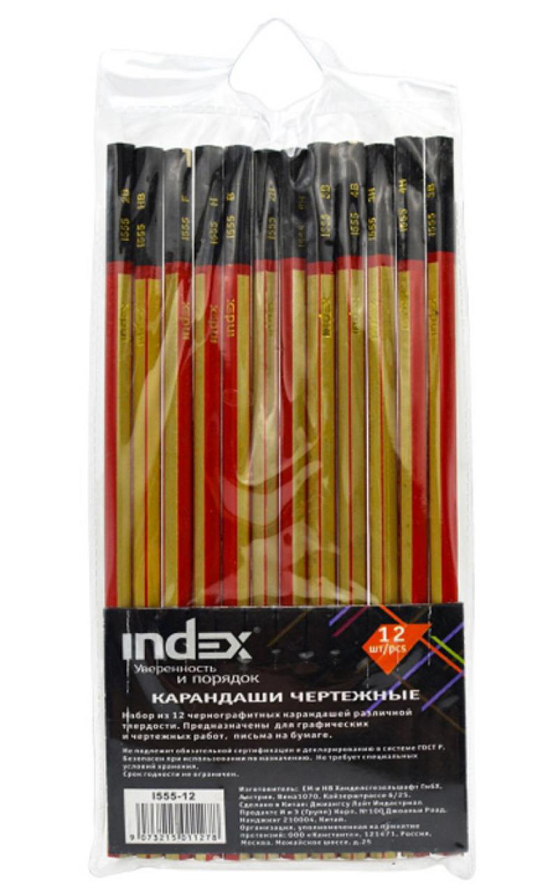 

Карандаши чернографитные Index I555-12 12 шт I555-12