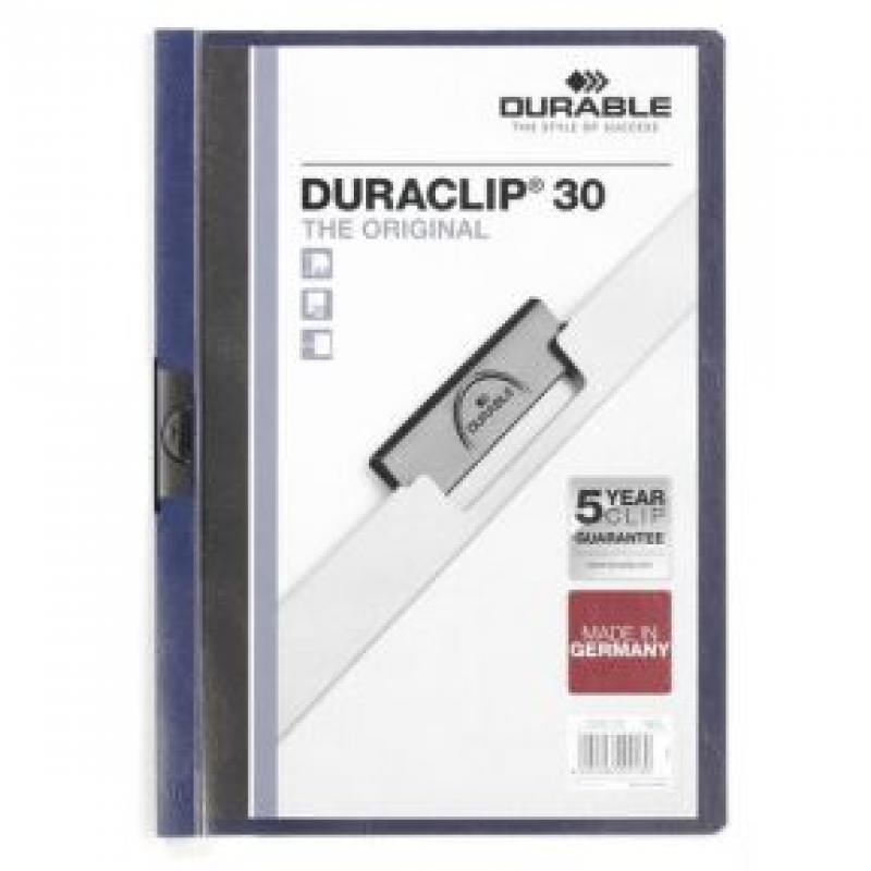 

Папка DURACLIP ORIGINAL 30 с клипом, верхний лист прозрачный, темно-синяя, на 30 листов