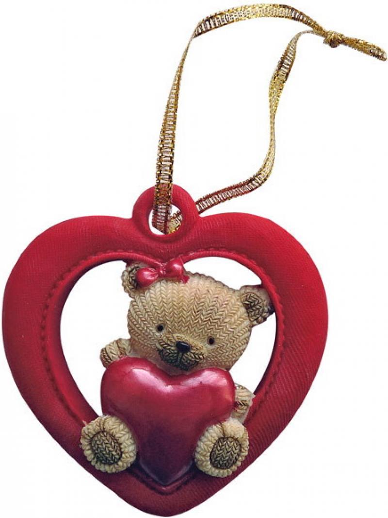 

Сувенир ПОДВЕСКА МИШКА В СЕРДЦЕ, 1 шт, 8*8 см, 4 вида , полирезин, в пакете