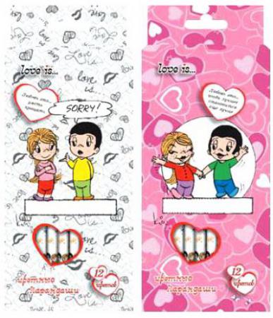 

Набор карандашей цветных ACTION! Love is, с печатью на корпусе, европодвес, 12 цв., 2 дизайна LI-ACP