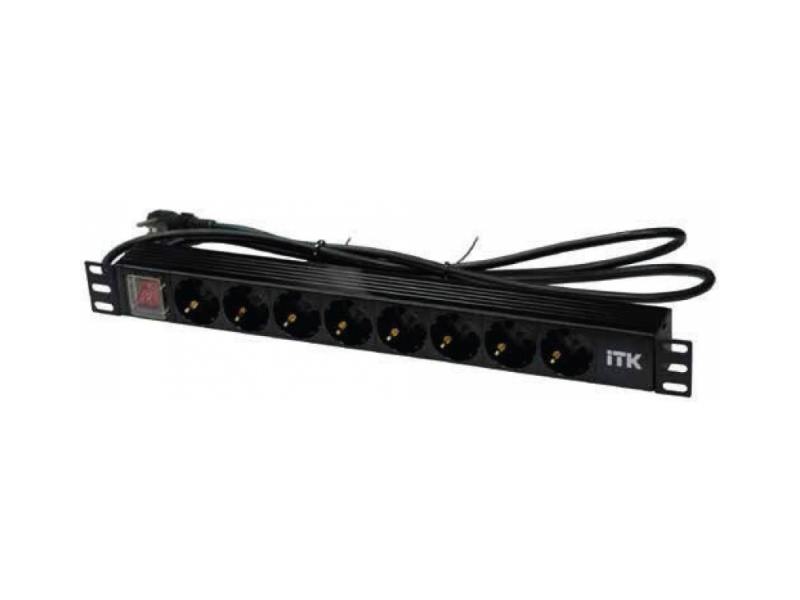 

Блок розеток ITK PH12-8D1-P 8 розеток DIN49440 с LED выключателем шнур 2м черный