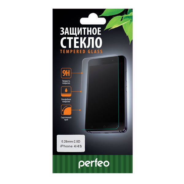 Защитное стекло Perfeo для Apple iPhone 4/4S глянцевое PF-TG-APL-IPH4/4S