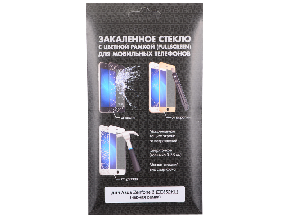 

Закаленное стекло с цветной рамкой (fullscreen) для Asus Zenfone 3 (ZE552KL) DF aColor-03 (black)