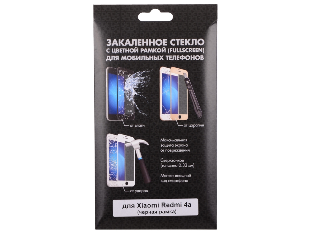 

Закаленное стекло с цветной рамкой (fullscreen) для Xiaomi Redmi 4A DF xiColor-08 (black)