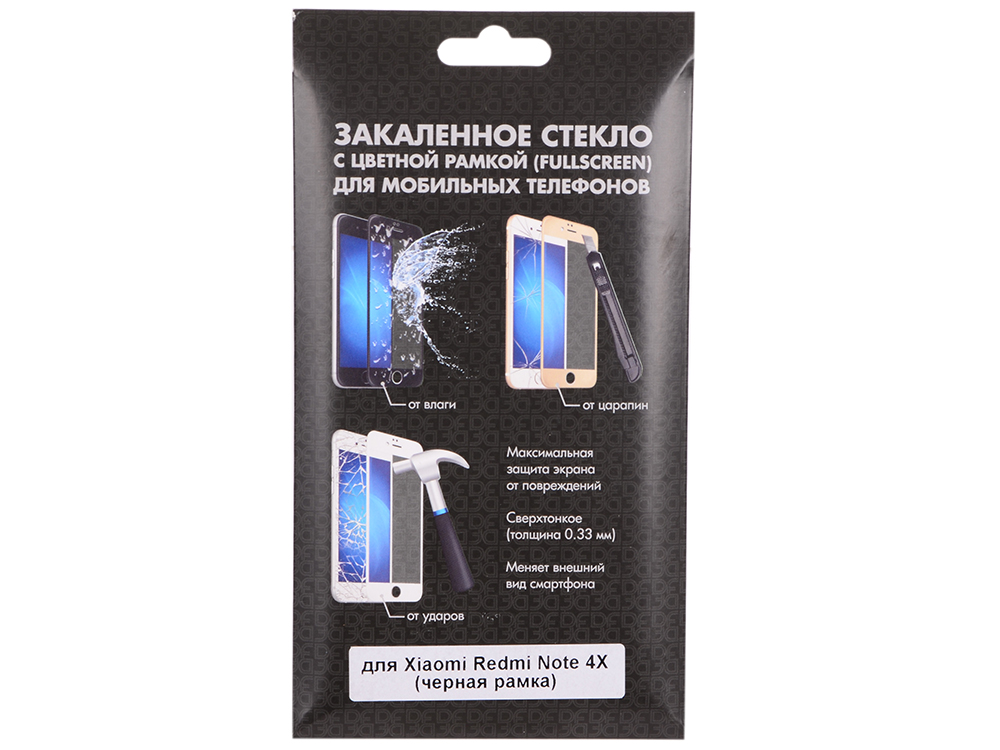 

Закаленное стекло с цветной рамкой (fullscreen) для Xiaomi Redmi Note 4X DF xiColor-10 (black)