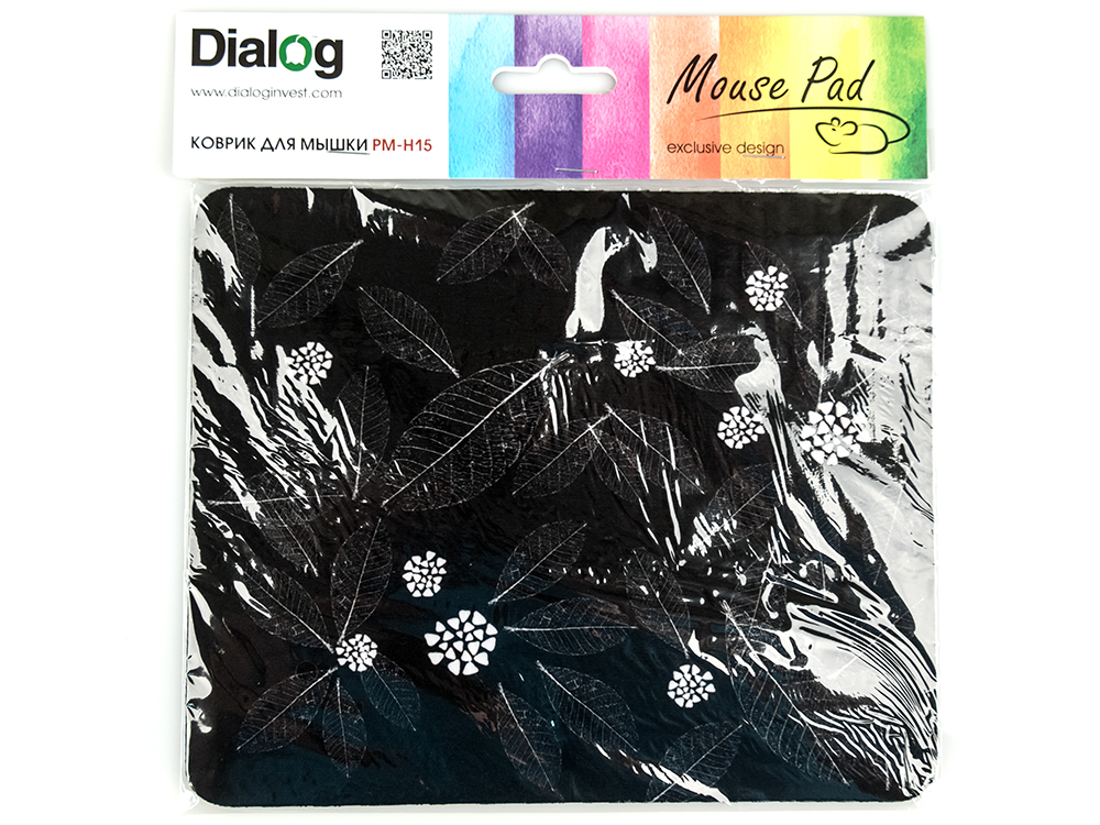

Коврик для мыши Dialog PM-H15 leafs черный с рисунком листья