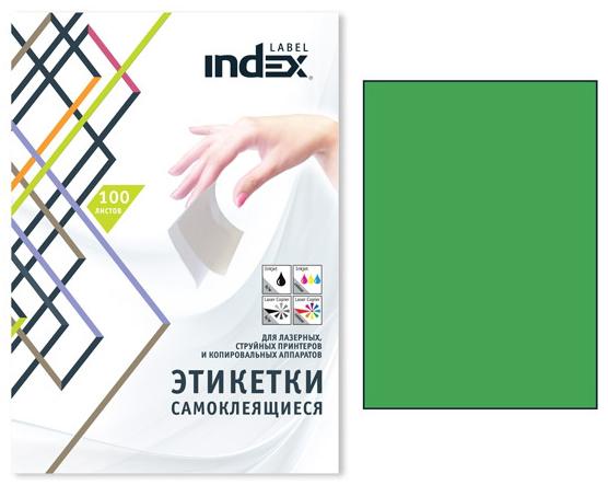 

Самоклеящиеся этикетки INDEX LABEL ф.A4, разм.210x297; 1 этикетка на листе (100 листов в упаковке), зеленый