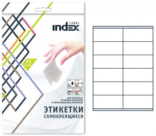 

Самоклеящиеся этикетки INDEX LABEL ф.A4, разм.105х48, 12этикеток на листе (25 листов в упаковке)
