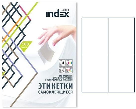 

Самоклеящиеся этикетки Index Label ф.A4, разм.105x148; 4 этикетки на листе (100 листов в упаковке)|