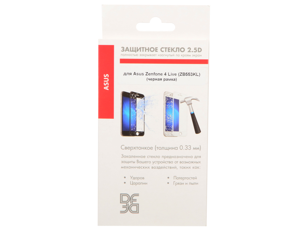 

Закаленное стекло с цветной рамкой (fullscreen) для Asus Zenfone 4 Live (ZB553KL) DF aColor-10 (black)