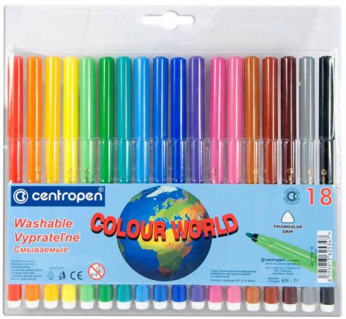 

Набор фломастеров Centropen COLOUR WORLD, 18 цв., с европодвесом 7550/18 TP