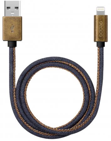 

Кабель Deppa USB - 8-pin для Apple медь/джинса MFI 1.2м синий 72275