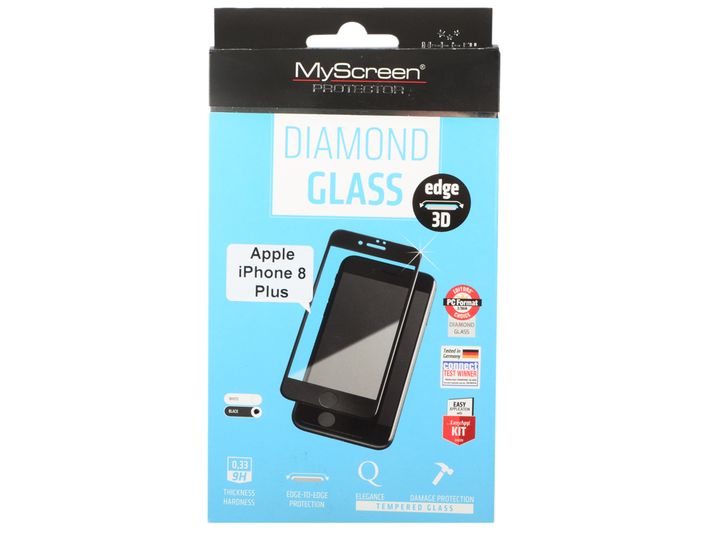

Пленка защитная lamel 3D закаленное защитное стекло MyScreen 3D DIAMOND Glass EA Kit Black iPhone 8P