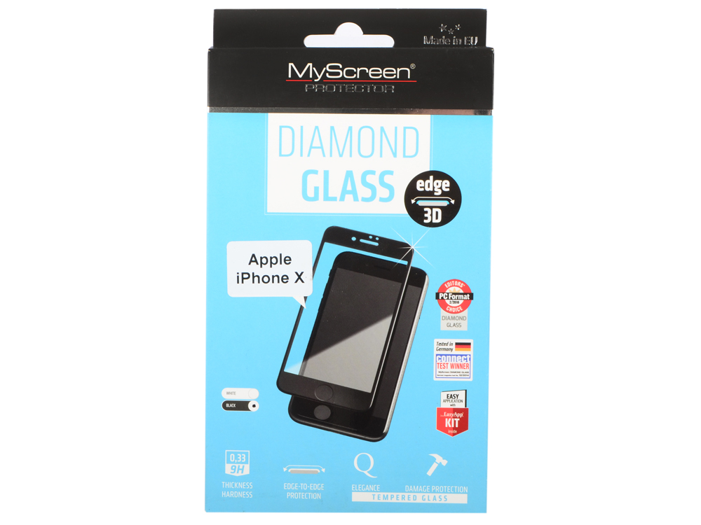 

Пленка защитная lamel 3D закаленное защитное стекло MyScreen 3D DIAMOND Glass EA Kit Black iPhone X