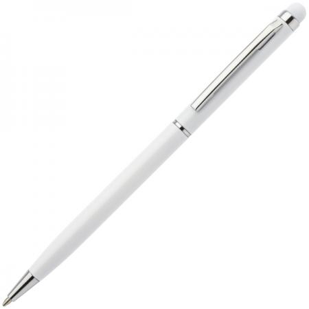 

Авторучка шариковая, 1,0мм, белый мет. корпус, сереб. детали, со стилусом, синие чернила