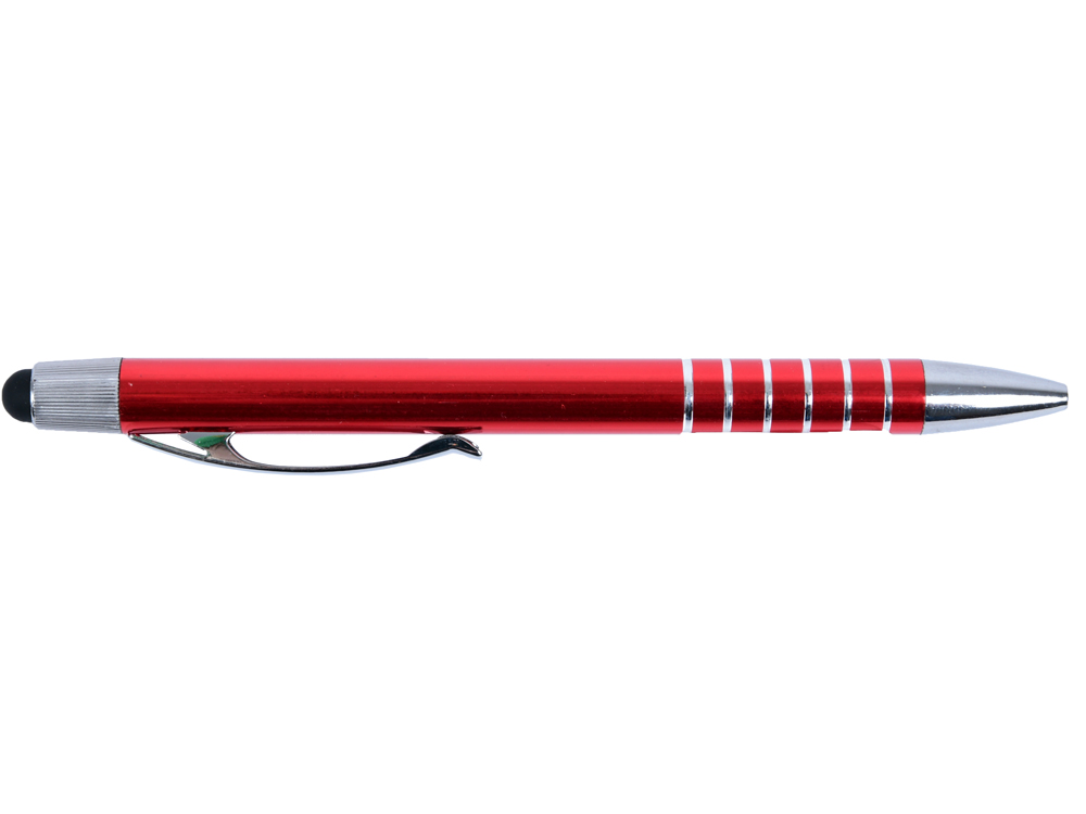 Авторучка шариковая, 1,0мм, красный мет. корпус, серебристые детали, со стилусом, синие чернила