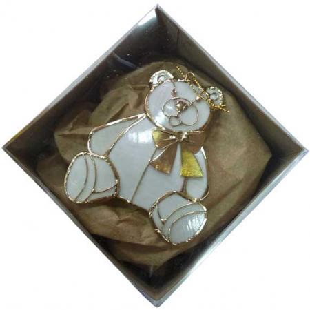 

Украшение елочное МИШКА, 8*6,5 см, перламутр, металл