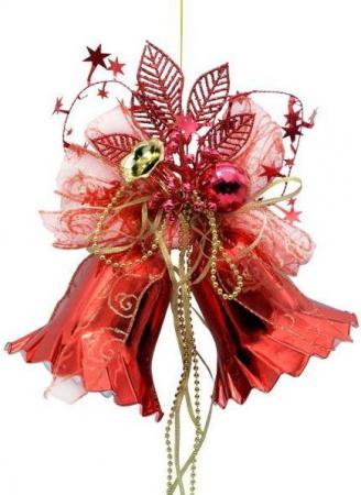 

Украшение елочное гроздь КОЛОКОЛЬЧИКИ, блестящие 2 шт. в прозрачном пакете, 13 см, 5 цв.