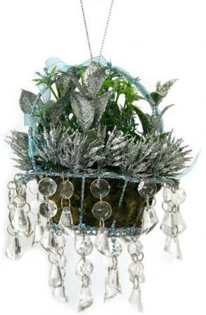 

Украшение декоративное ЦВЕТОЧНАЯ КОРЗИНА С ПОДВЕСКАМИ, 15 см, полирезин, пластик