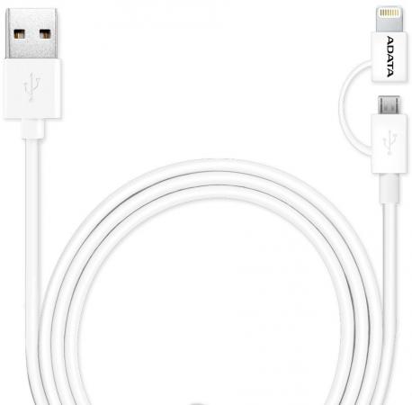 

Кабель A-Data Lightning/microUSB 1м белый AMFI2IN1-100CM-CWH