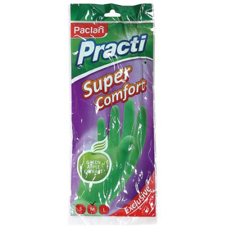 

PACLAN Practi Super Comfort Перчатки резиновые с ароматом зеленого яблока Зеленые M