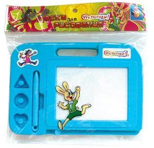 

1toy Ну Погоди доска д/рис., (двусторон.)14,9х10,9см, 4 цв. в ассорт.(синяя, красная, желтая, розова
