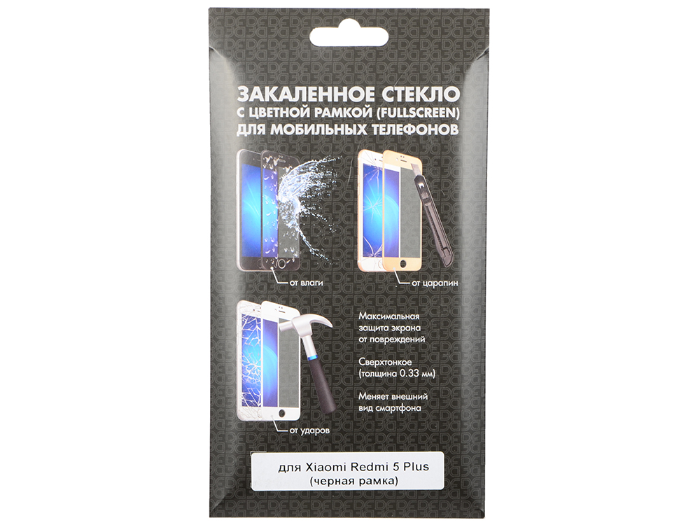 

Закаленное стекло с цветной рамкой (fullscreen) для Xiaomi Redmi 5 Plus DF xiColor-23 (black)