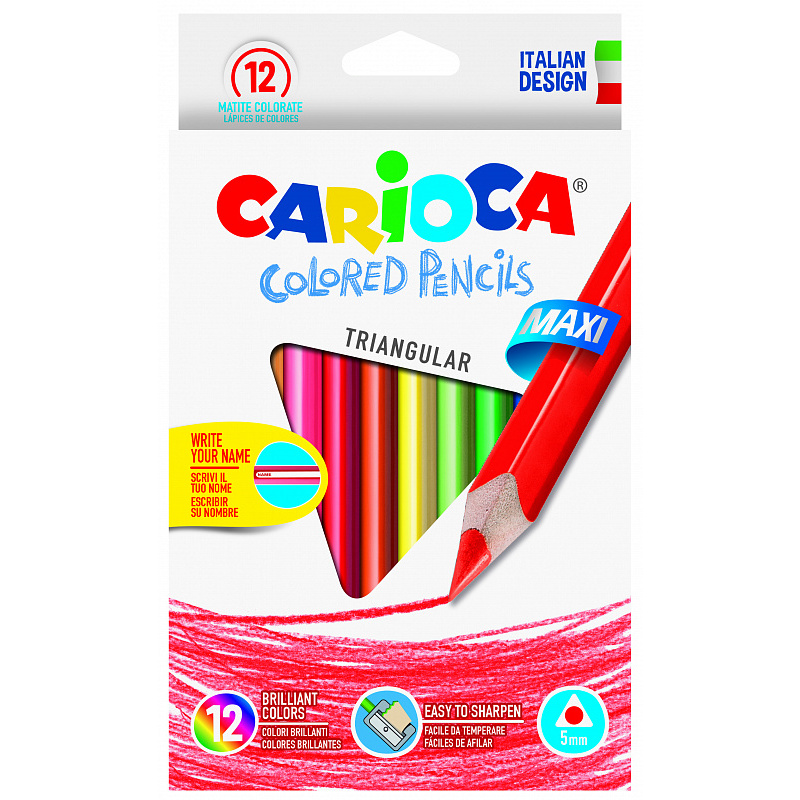 

Набор карандашей цветных CARIOCA TRIANGULAR JUMBO, 12 цв., трехгранные, в карт. коробке