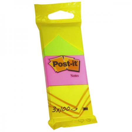 

Бумага для заметок с липким слоем POST-IT, 38х51 мм, неоновая радуга, 3 блокнота по 100 л.