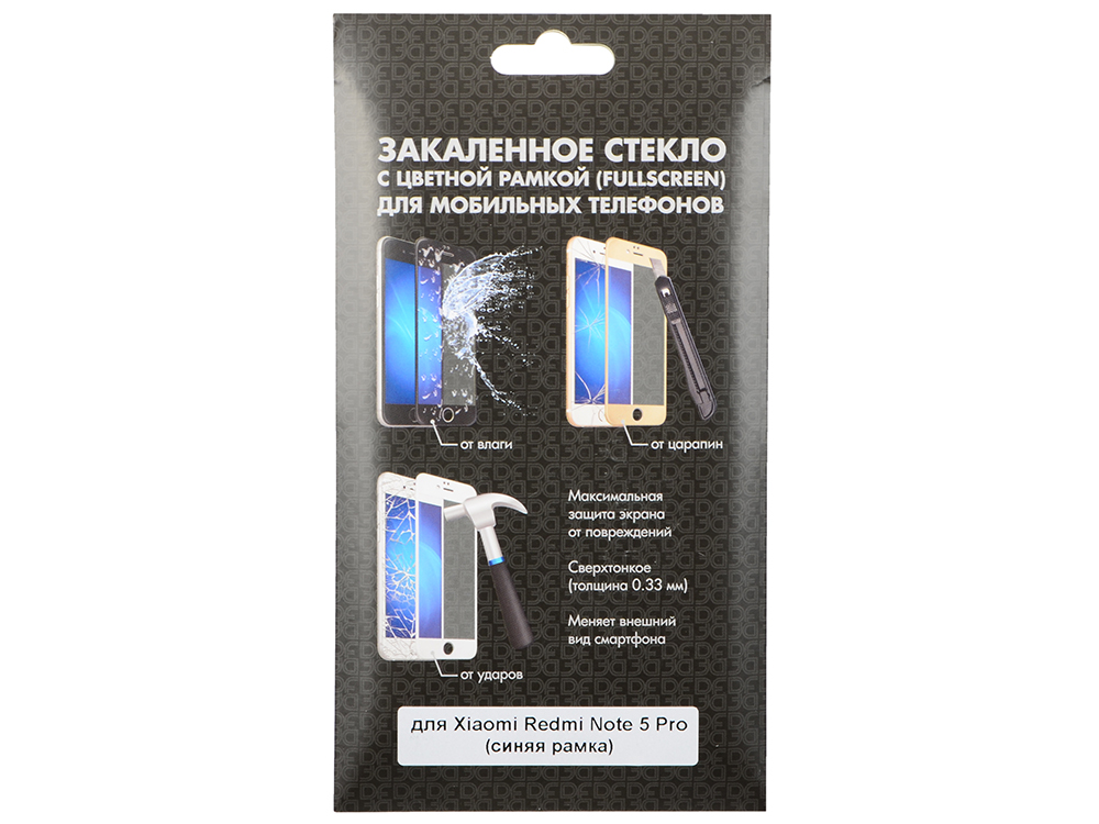 

Закаленное стекло с цветной рамкой (fullscreen) для Xiaomi Redmi Note 5 Pro DF xiColor-26 (blue)