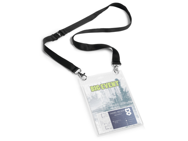 

Бейдж EVENT BADGE формата А6, с тесьмой черного цвета