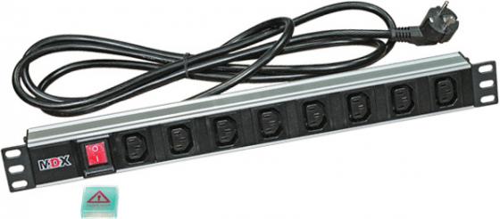 

Блок розеток 19" 8 шт. C13 с выключателем, 16A 250V, шнур питания 3 м, MDX