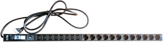 

Вертикальный блок розеток, 12xSchuko + 8xC13, 250V, 16A, шнур 3 метра, вилка Schuko