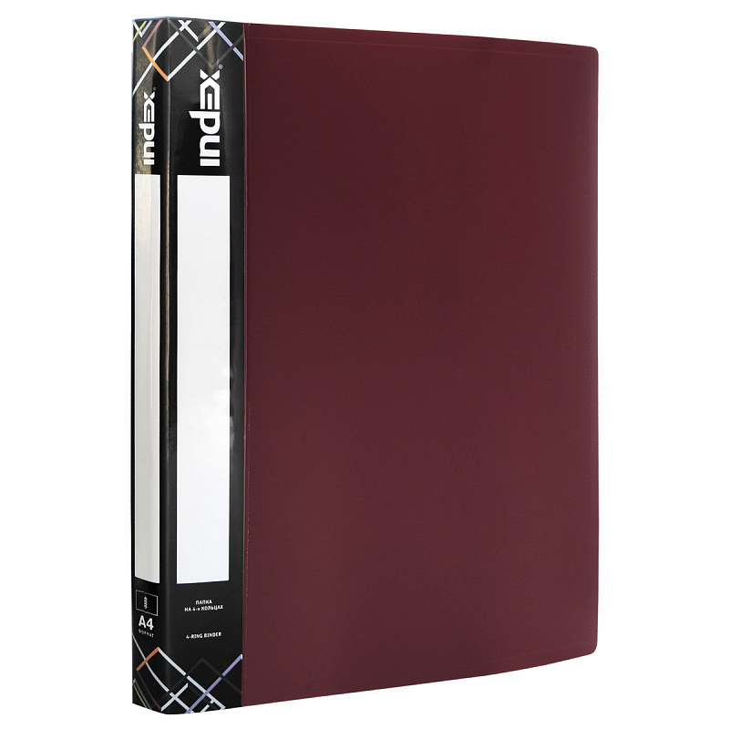 

Папка на 4 кольцах INDEX SATIN, форзац, ф.A4, бордовая, 0.6мм, 2см