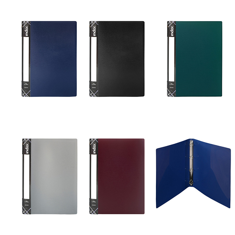 

Папка на 4 кольцах INDEX SATIN, форзац, ф.A4, ассорти, 0.6мм, 2 см