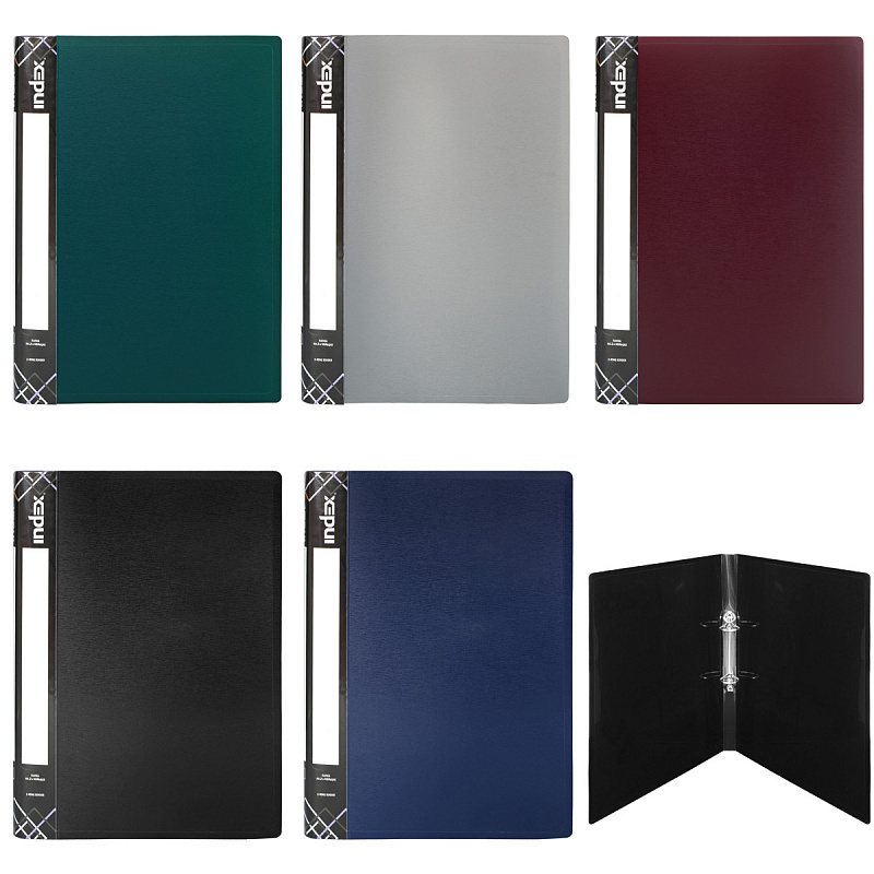 

Папка на 2 кольцах INDEX SATIN, форзац, ф.A4, ассорти, 0.6мм, 2 см