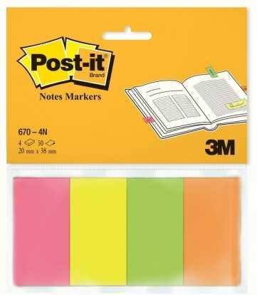 

Закладки для страниц POST-IT INDEX, бумажные, неон, 20мм х38 мм, 4цв x50 шт.