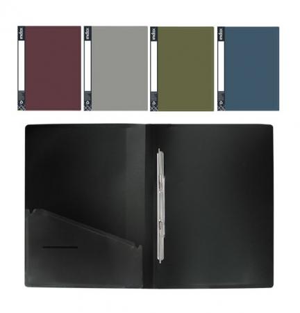 

Папка с пружинным скоросшивателем METALLIC, карман, форзац, ф.A4, 0,7мм, ассорти