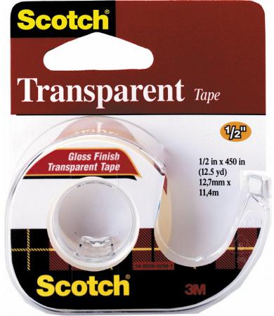 

Лента клейкая SCOTCH TRANSPARENT* 144, на диспенсере, прозрачная, 12,7 ммх7,62 м