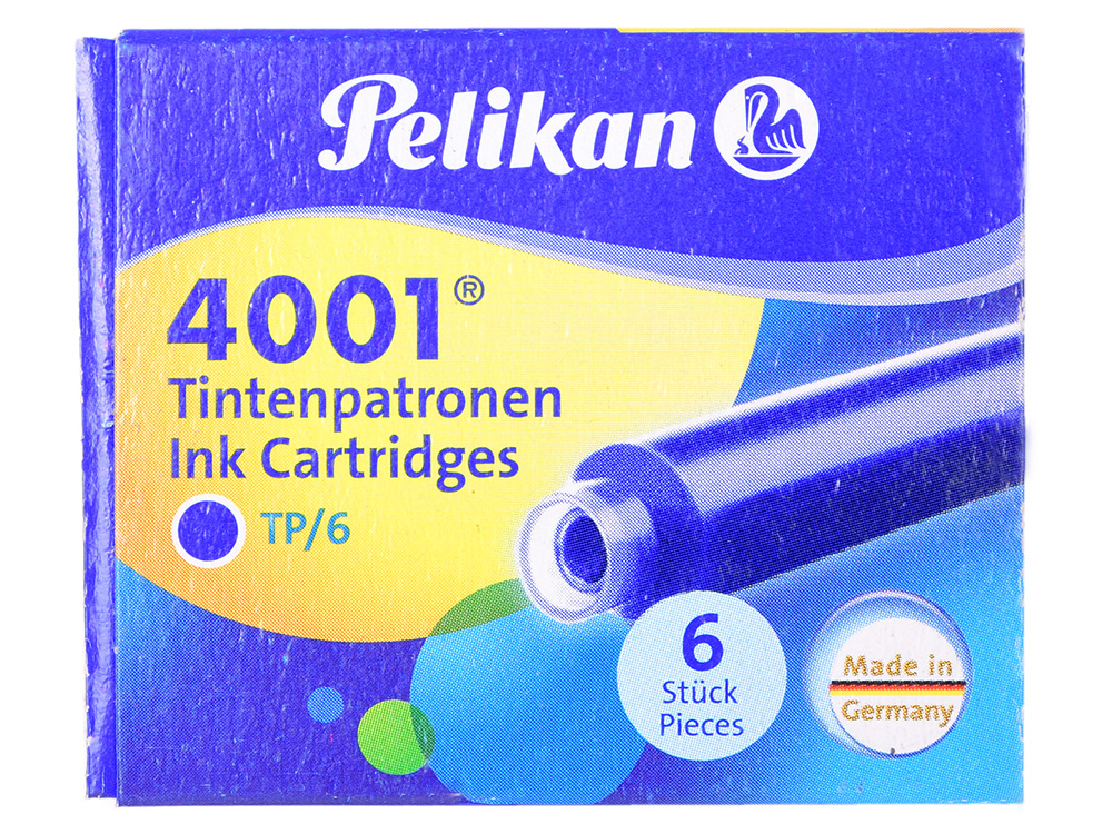 

Картридж Pelikan INK 4001 TP/6 (301176) Royal Blue чернила для ручек перьевых (6шт)