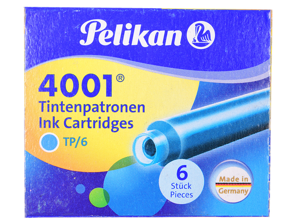 

Картридж Pelikan INK 4001 TP/6 (301705) бирюзовые чернила для ручек перьевых (6шт)