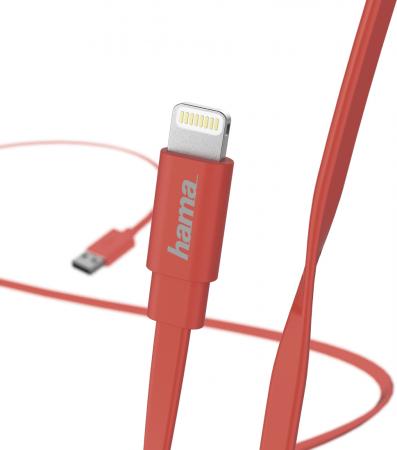 

Кабель Hama Flat 00173645 Lightning (m) USB A(m) 1.2м розовый плоский