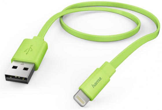 

Кабель Hama Flat 00173647 Lightning (m) USB A(m) 1.2м зеленый плоский