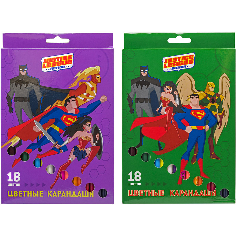 

Набор карандашей цветных ACTION! DC Comics ,18 цв. европодвес