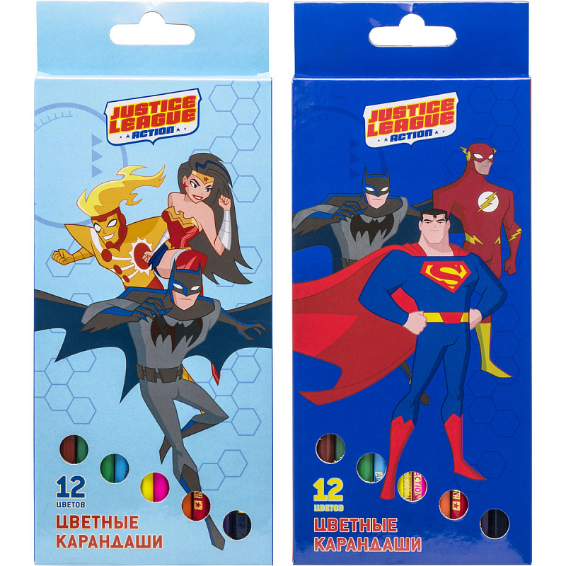 

Набор карандашей цветных ACTION!DC Comics ,12 цв, европодвес,.