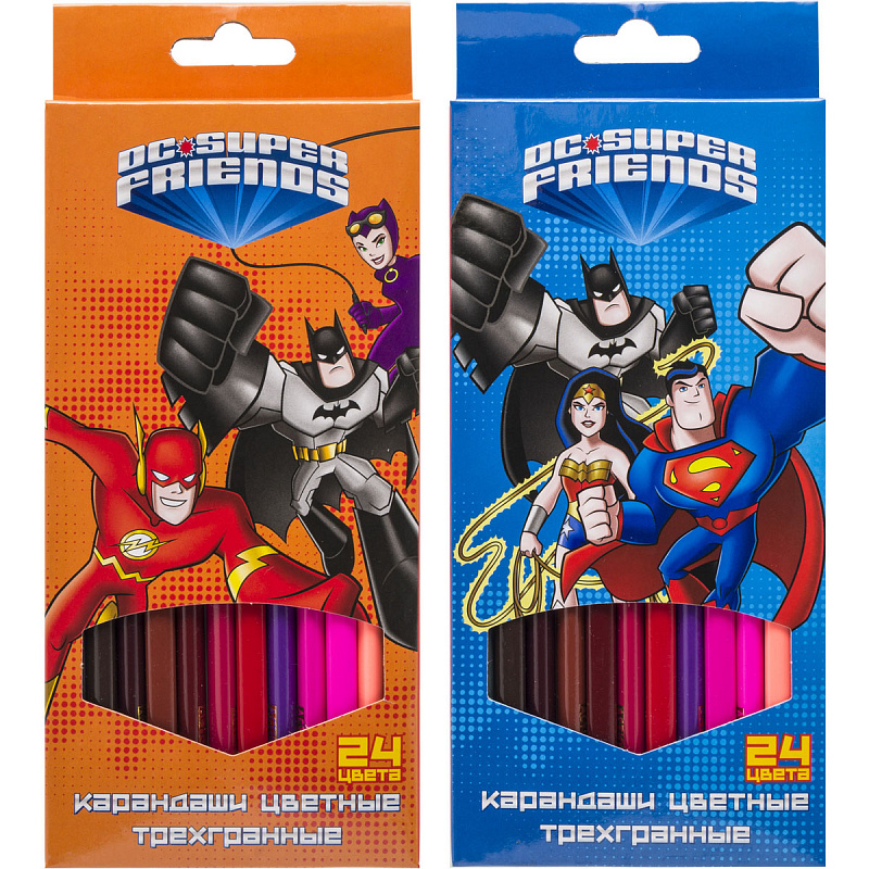 

Набор карандашей цветных трехгранных, ACTION! DC Comics!, 24 цв, европодвес